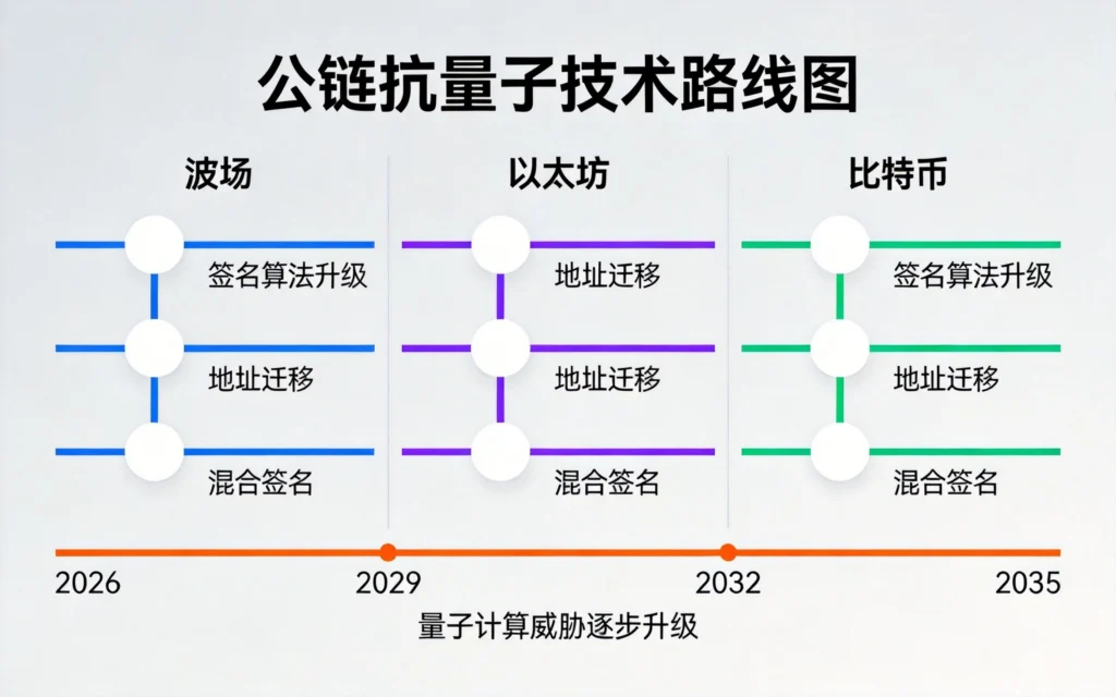 公链抗量子技术路线图,浅灰橙色技术文档风格