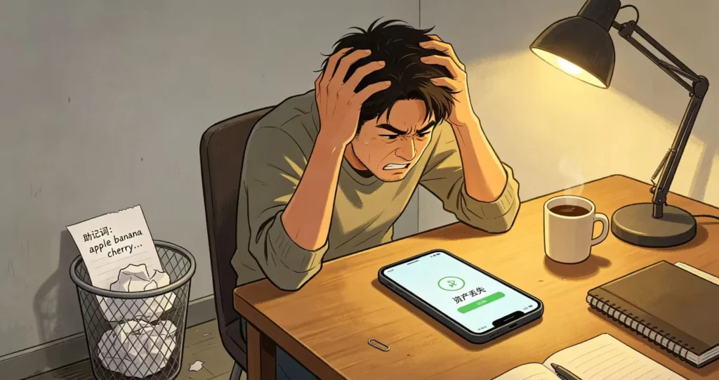 男子因丢失助记词丢失加密资产而懊恼