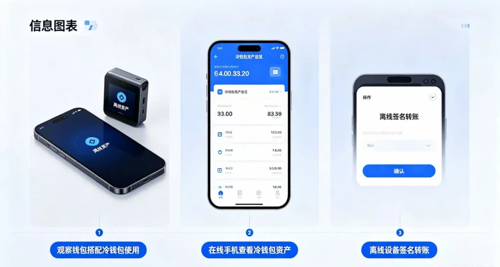 观察钱包搭配冷钱包,在线查看离线签名转账