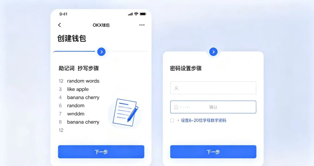 流程图形式展示助记词导入