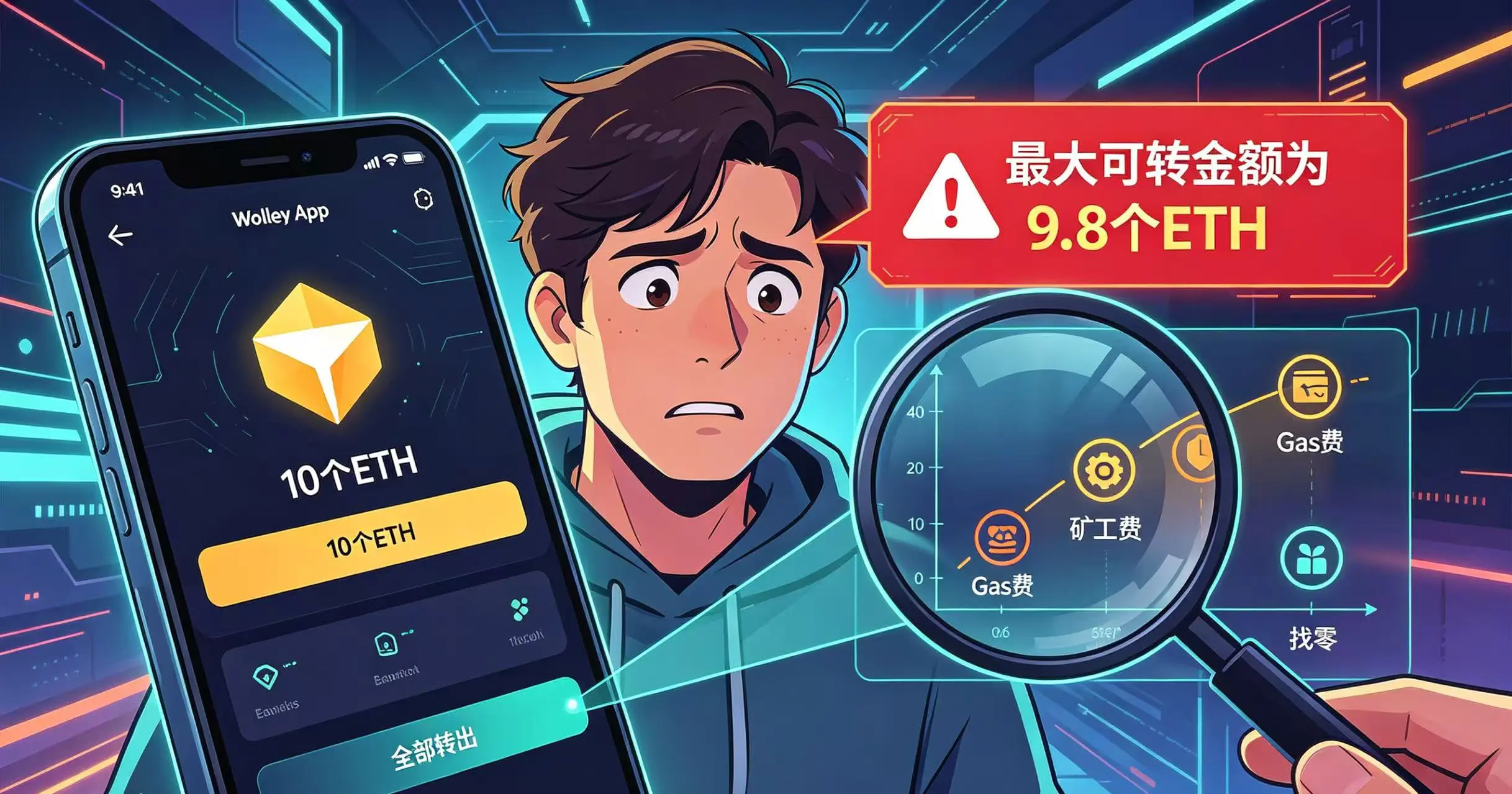 最大可转金额怎么算?钱包显示余额10万,为什么只能转9万8