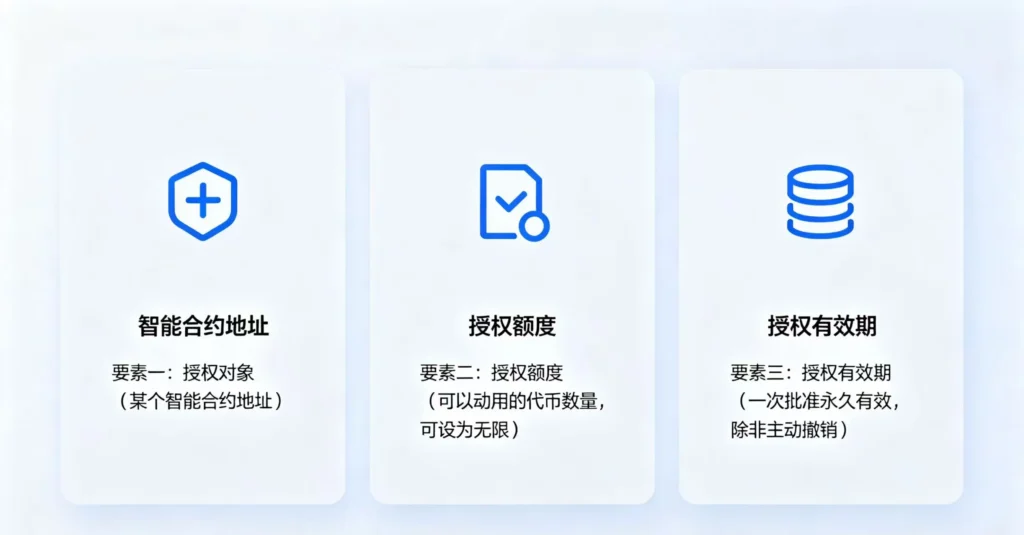 可视化展示 “授权合约” 的三个核心要素