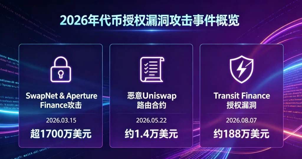 科技感神秘风格的信息图,以对比表格形式详细列出了 Revoke.cash、区块浏览器、钱包内置工具这三种撤销授权方法的适用人群、优点和缺点。