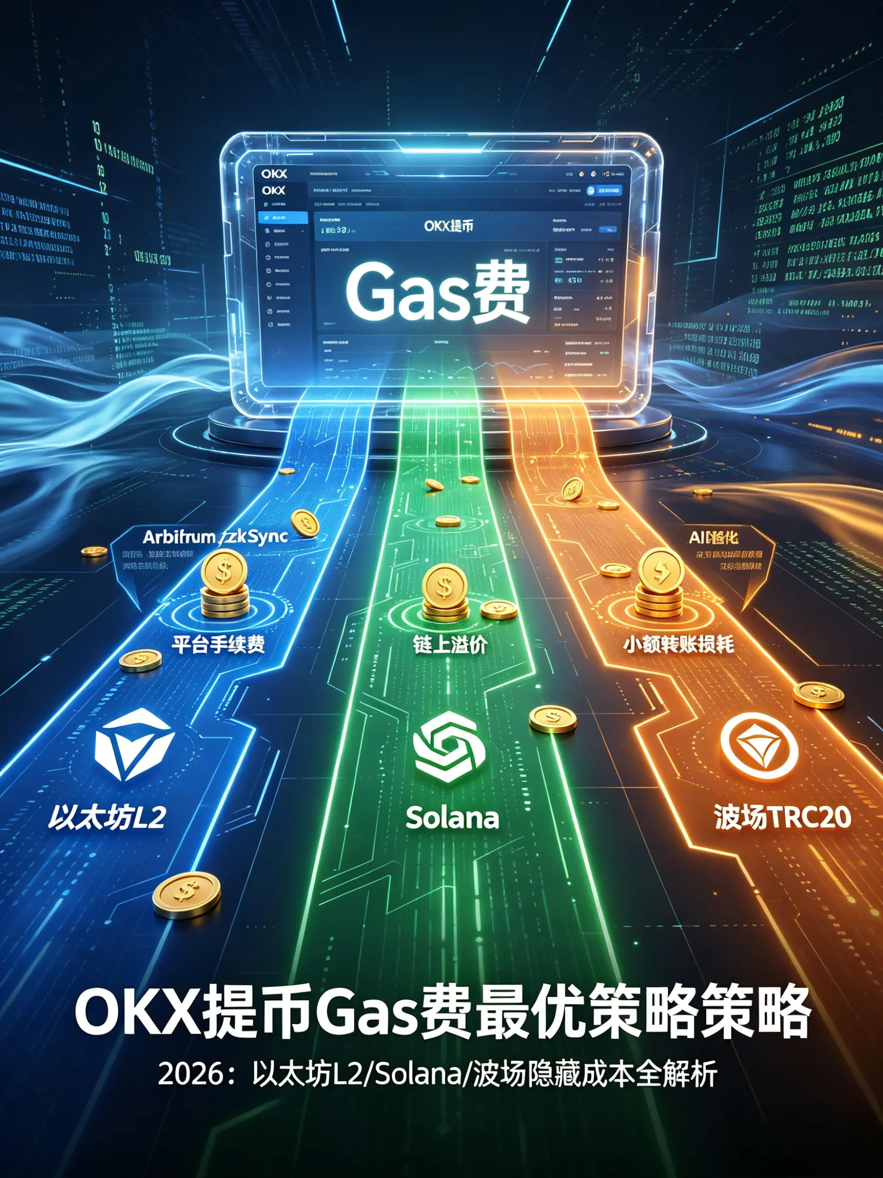 交易所提币Gas费最优策略2026:以太坊L2/Solana/波场隐藏成本全解析