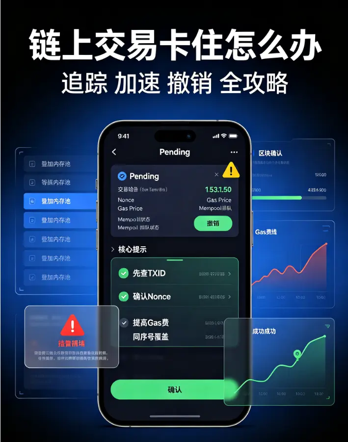 链上交易卡住怎么办?浏览器追踪+手动加速/撤销转账全攻略