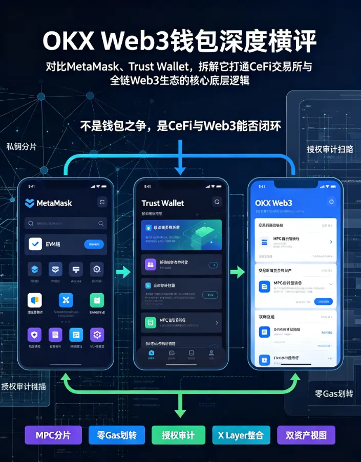 Web3钱包深度横评：对比MetaMask、Trust Wallet，拆解它打通CeFi交易所与全链Web3生态的核心底层逻辑