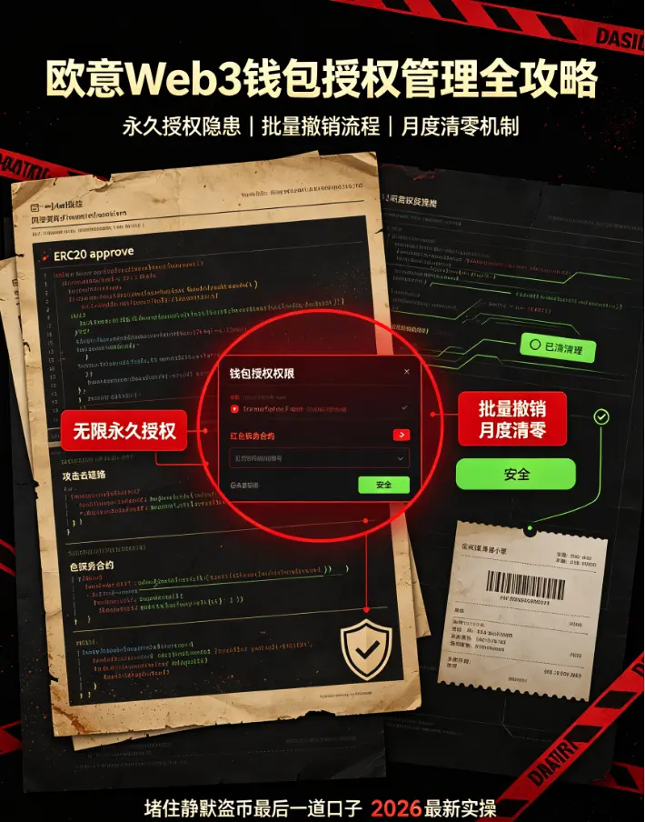 Web3钱包授权管理全攻略：永久授权隐患、批量撤销流程、月度清零机制，堵住静默盗币的最后一道口子