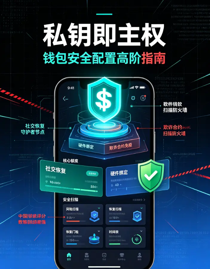 私钥即主权:钱包安全配置高阶指南——社交恢复、硬件绑定与欺诈合约免疫
