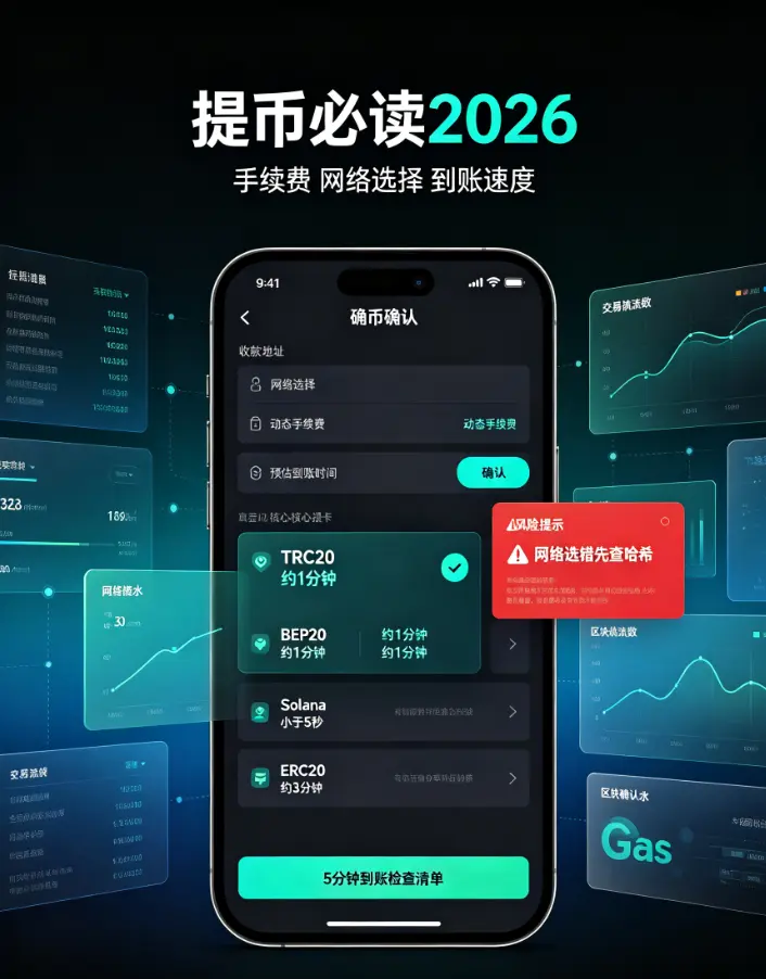 交易所提币必读2026:链上手续费动态估算、网络选错自救与5分钟到账实操秘籍