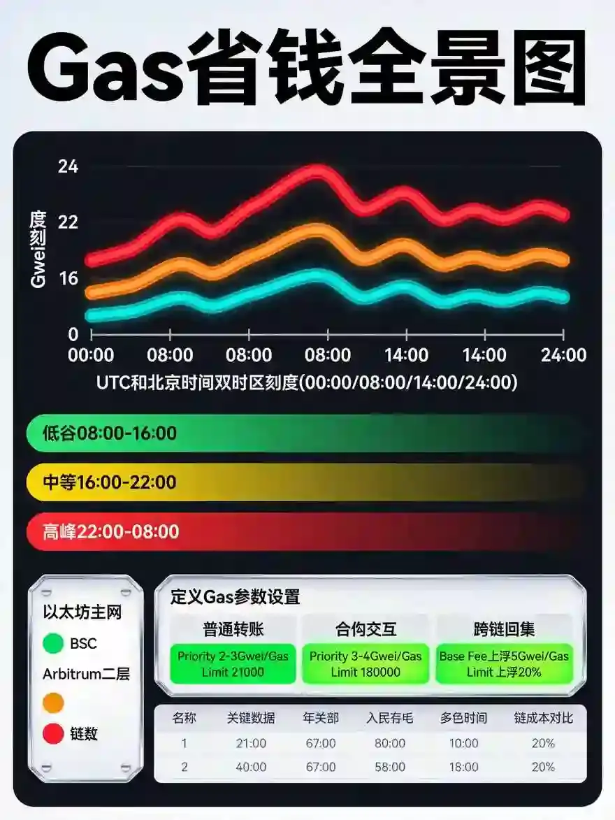 链上转账Gas费省一半的秘籍：不同时段Gas波动规律+优先Gas设置技巧+零Gas转账场景汇总